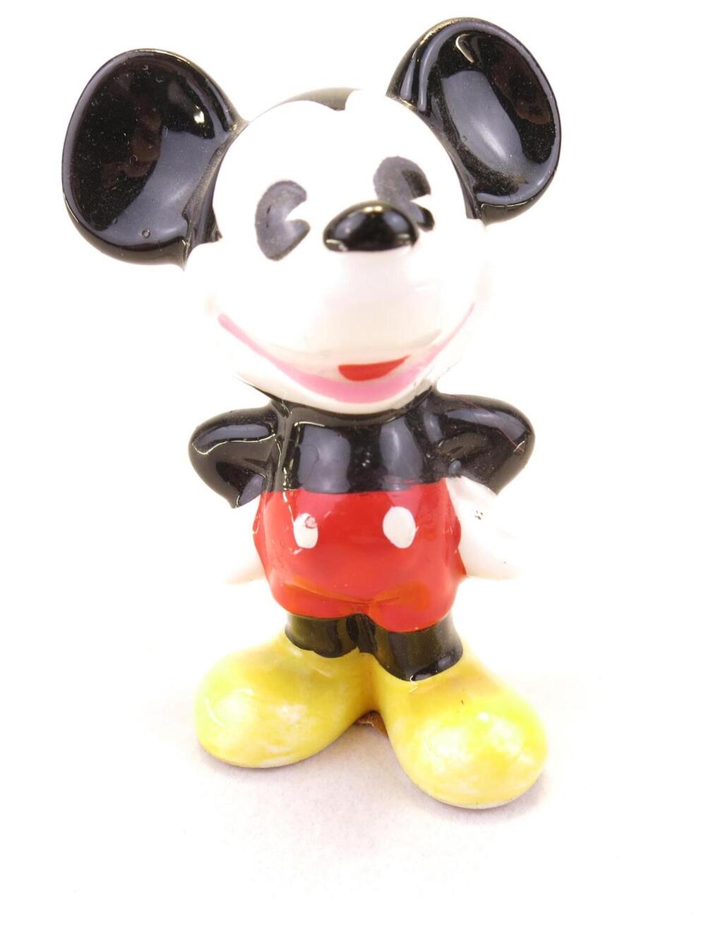 Classic Vintage Walt Disney Porcelain Mickey Mouse 2.75" Figurine Disneyland Tag